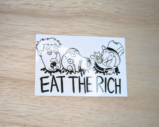 Eat the Rich: Nostalgia Cartoon Activism Sticker (kidpomona)